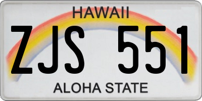 HI license plate ZJS551