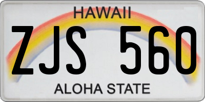 HI license plate ZJS560