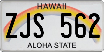 HI license plate ZJS562