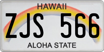 HI license plate ZJS566