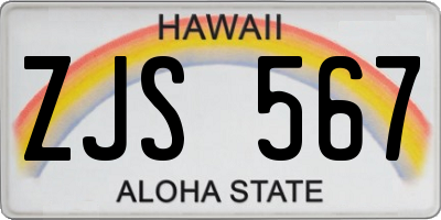 HI license plate ZJS567