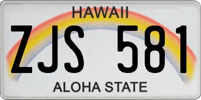 HI license plate ZJS581