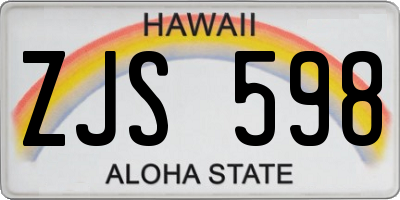 HI license plate ZJS598