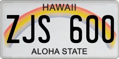 HI license plate ZJS600