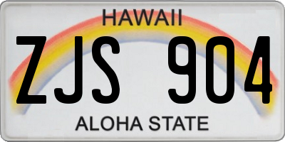 HI license plate ZJS904