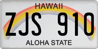 HI license plate ZJS910
