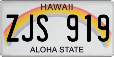 HI license plate ZJS919