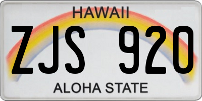 HI license plate ZJS920