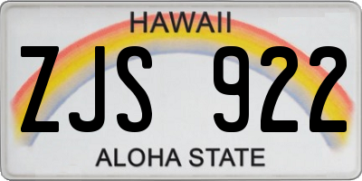 HI license plate ZJS922