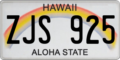 HI license plate ZJS925