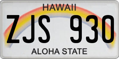 HI license plate ZJS930