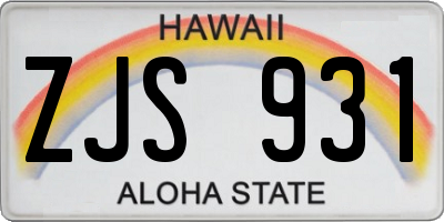 HI license plate ZJS931