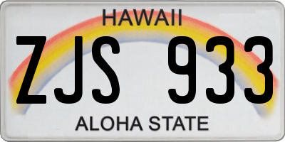 HI license plate ZJS933