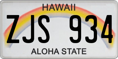 HI license plate ZJS934