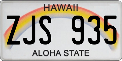 HI license plate ZJS935