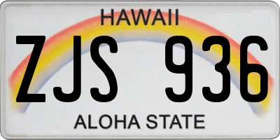 HI license plate ZJS936