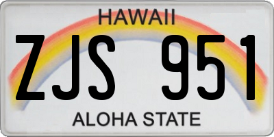 HI license plate ZJS951