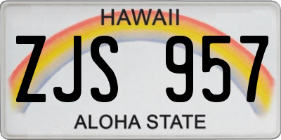 HI license plate ZJS957