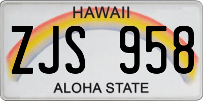 HI license plate ZJS958
