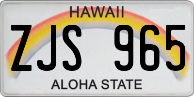 HI license plate ZJS965
