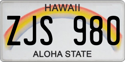 HI license plate ZJS980