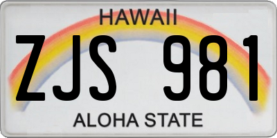 HI license plate ZJS981