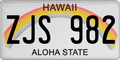 HI license plate ZJS982