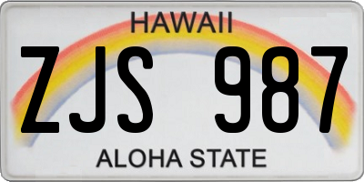 HI license plate ZJS987