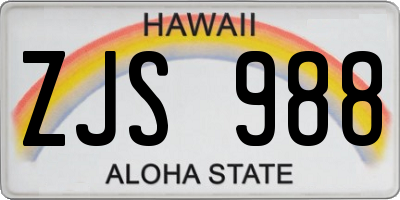 HI license plate ZJS988