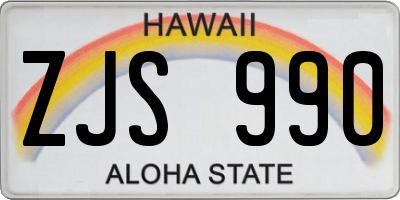 HI license plate ZJS990