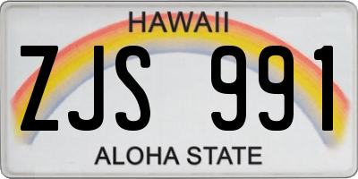 HI license plate ZJS991