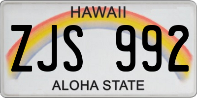 HI license plate ZJS992