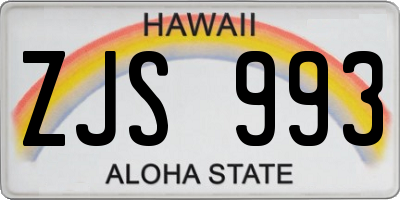 HI license plate ZJS993