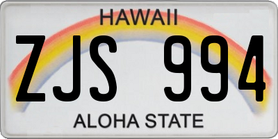 HI license plate ZJS994