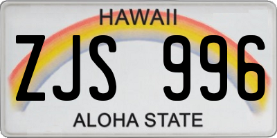 HI license plate ZJS996