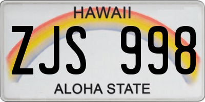 HI license plate ZJS998