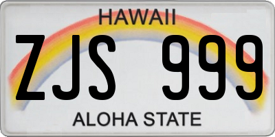 HI license plate ZJS999