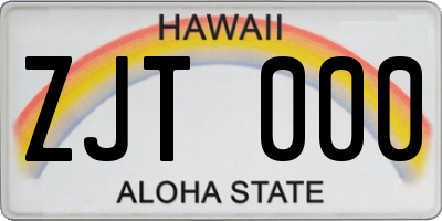 HI license plate ZJT000