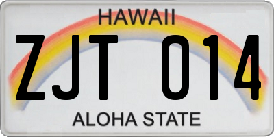 HI license plate ZJT014