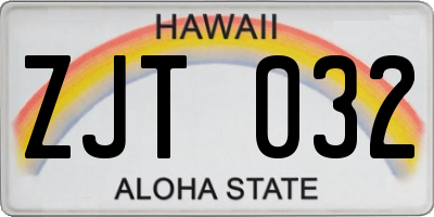 HI license plate ZJT032