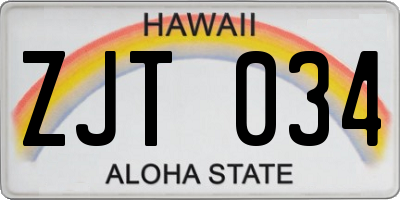 HI license plate ZJT034