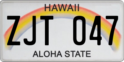 HI license plate ZJT047