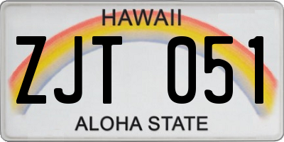 HI license plate ZJT051