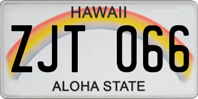 HI license plate ZJT066