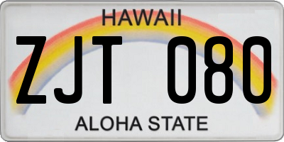 HI license plate ZJT080