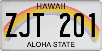 HI license plate ZJT201