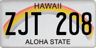 HI license plate ZJT208