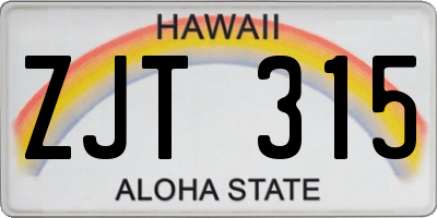 HI license plate ZJT315
