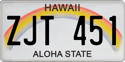 HI license plate ZJT451