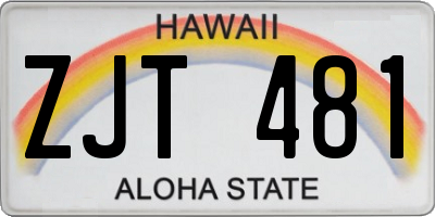 HI license plate ZJT481